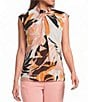 Calvin Klein Georgette Twisted Neck Sleeveless Top - Image 1