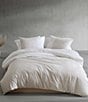 Color:White/Neutral Pink - Image 1 - Ikat Pinstripe Cotton Percale Comforter Mini Set