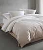 Color:White/Neutral Pink - Image 3 - Ikat Pinstripe Cotton Percale Duvet Cover Mini Set