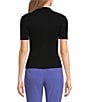 Calvin Klein Knit Collared V-Neck Short Sleeve Button-Front Top - Image 2