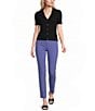 Calvin Klein Knit Collared V-Neck Short Sleeve Button-Front Top - Image 3
