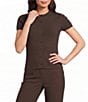 Calvin Klein Knit Crew Neck Short Sleeve Button Front Top - Image 1