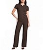 Calvin Klein Knit Crew Neck Short Sleeve Button Front Top - Image 3