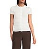 Calvin Klein Knit Crew Neck Cap Sleeve Button Front Top - Image 1