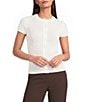 Calvin Klein Knit Crew Neck Short Sleeve Button Front Top - Image 5