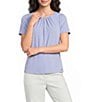 Calvin Klein Knit Jersey Floral Pleated Crew Neck Short Sleeve Top - Image 5