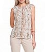 Calvin Klein Knit Jersey Printed Sleeveless Pleat Neck Cami - Image 1