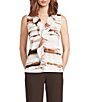 Calvin Klein Knit Jersey V-Neck Sleeveless Ruffle Front Top - Image 1