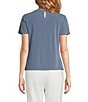 Calvin Klein Knit Pleated Crew Neck Short Sleeve Blouse - Image 2
