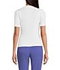 Calvin Klein Knit Point Collar Short Sleeve Button Front Top - Image 2