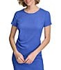 Color:Dazzling Blue - Image 1 - Knit Round Neck Short Sleeve Ruched Side Top