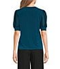 Calvin Klein Knit Sheer Puff Short Sleeve Top - Image 2