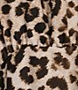 Color:Khaki Multi - Image 3 - Leopard Print 3/4 Sleeve Tied Mock Neck Crepe Midi Dress
