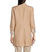 Color:Nomad - Image 2 - Linen Blend Contrast Lining Long Satin Roll-Tab Sleeve Coordinating Open Front Jacket
