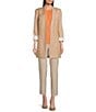 Color:Nomad - Image 3 - Linen Blend Contrast Lining Long Satin Roll-Tab Sleeve Coordinating Open Front Jacket