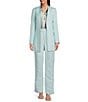 Calvin Klein Linen Blend Roll Sleeve Open Front Jacket, Color:Positano - Image 3
