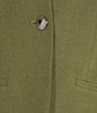 Calvin Klein Linen Blend Stand Collar 3/4 Sleeve One-Button Jacket, Color:Green Olive - Image 5