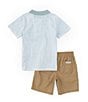 Color:Assorted - Image 2 - Little Boys 2T-7 Short Sleeve Striped Jersey Polo Shirt & Solid Twill Shorts Set