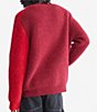 Color:Red Carpet - Image 2 - Long Sleeve Intarsia Colorblock Crewneck Sweater