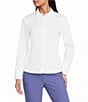 Calvin Klein Mixed Media Point Collar Long Sleeve Button-Front Shirt - Image 1