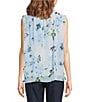 Calvin Klein Mock Neck Sleeveless Novelty Printed Top, Color:Light Sky Multi - Image 2