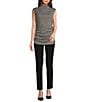Calvin Klein Mock Neck Sleeveless Ruched Top, Color:Heather Grey - Image 3