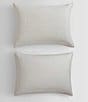 Color:Ivory/Grey Heather - Image 2 - Modern Cotton Ribbed Matelasse Melange Tencel Jersey Duvet Cover Mini Set
