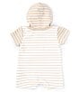 Color:Assorted - Image 2 - Newborn-9 Months Short Sleeve Striped Knit Hooded Shortalls