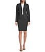 Color:Charcoal - Image 3 - Notch-Collar Long Sleeve Padded Shoulder Luxe Stretch Jacket