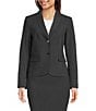 Color:Charcoal - Image 4 - Notch-Collar Long Sleeve Padded Shoulder Luxe Stretch Jacket