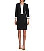 Calvin Klein Notch Lapel Long Sleeve One Button Jacket & High Rise Luxe Stretch Pencil Skirt - Image 2