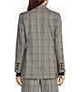 Color:Black Cream - Image 2 - Novelty Plaid Notch Collar Long Sleeve Button Front Coordinating Blazer Jacket