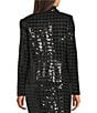 Calvin Klein Novelty Shine Notch Lapel Long Sleeve One Button Jacket, Color:Black Multi - Image 2