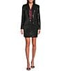 Calvin Klein Novelty Shine Notch Lapel Long Sleeve One Button Jacket, Color:Black Multi - Image 4