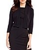 Color:Black - Image 1 - Open Front 3/4 Sleeve Stretch Cardigan