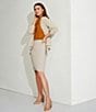 Color:Khaki - Image 4 - High Rise Luxe Stretch Pencil Skirt