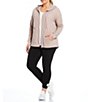 Color:Evening Sand - Image 3 - Performance Plus Size Ruched Long Sleeve Zip Front Hoodie Jacket
