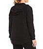 Color:Black - Image 2 - Performance Plus Size Ruched Long Sleeve Zip Front Hoodie Jacket