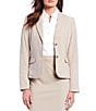 Color:Khaki - Image 1 - Petite Size Notch Collar Long Sleeve Jacket