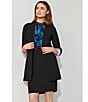 Calvin Klein Petite Size Contrast Lining V-Neck Long Roll Sleeve Open Front Jacket, Color:Black - Image 7