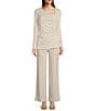 Color:Stony Beige - Image 3 - Petite Size Knit Asymmetrical V-Neck Long Sleeve Ruched Front Top
