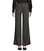 Color:Charcoal Multi - Image 1 - Petite Size Plaid Belted Coordinating Pleated Pants