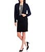Calvin Klein Petite Size Scuba Crepe Long Sleeve Open Front Jacket, Color:Black - Image 3