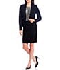 Color:Black - Image 3 - Petite Size Scuba Crepe Long Sleeve Open Front Jacket