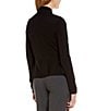 Color:Black - Image 2 - Petite Size Shawl Collar Long Sleeve Open Front Knit Cardigan