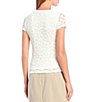 Color:Cream - Image 2 - Petite Size Short Sleeve Lace Tee