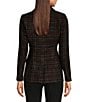 Calvin Klein Petite Size Stripe Notch Lapel Long Sleeve Pocketed One Button Tweed Jacket, Color:Black Multi - Image 2