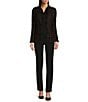 Calvin Klein Petite Size Stripe Notch Lapel Long Sleeve Pocketed One Button Tweed Jacket, Color:Black Multi - Image 3