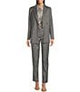 Color:Charcoal Cream - Image 3 - Pinstripe Double Breasted Notch Lapel Long Sleeve Button-Front Coordinating Blazer Jacket