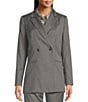 Color:Charcoal Cream - Image 4 - Pinstripe Double Breasted Notch Lapel Long Sleeve Button-Front Coordinating Blazer Jacket